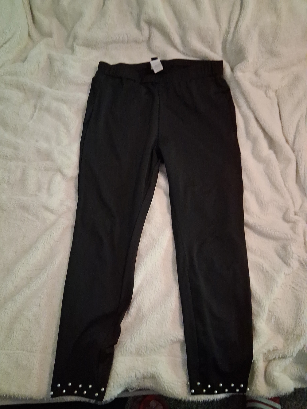 SHEIN Curve  Black Wide Leg Pants with Studded Hem 1XL